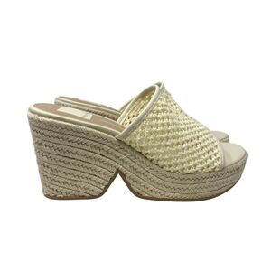 Dolce Vita Womens Saydie Cream Raffia Slip On Wedge Platform Sandals  Size 9.5